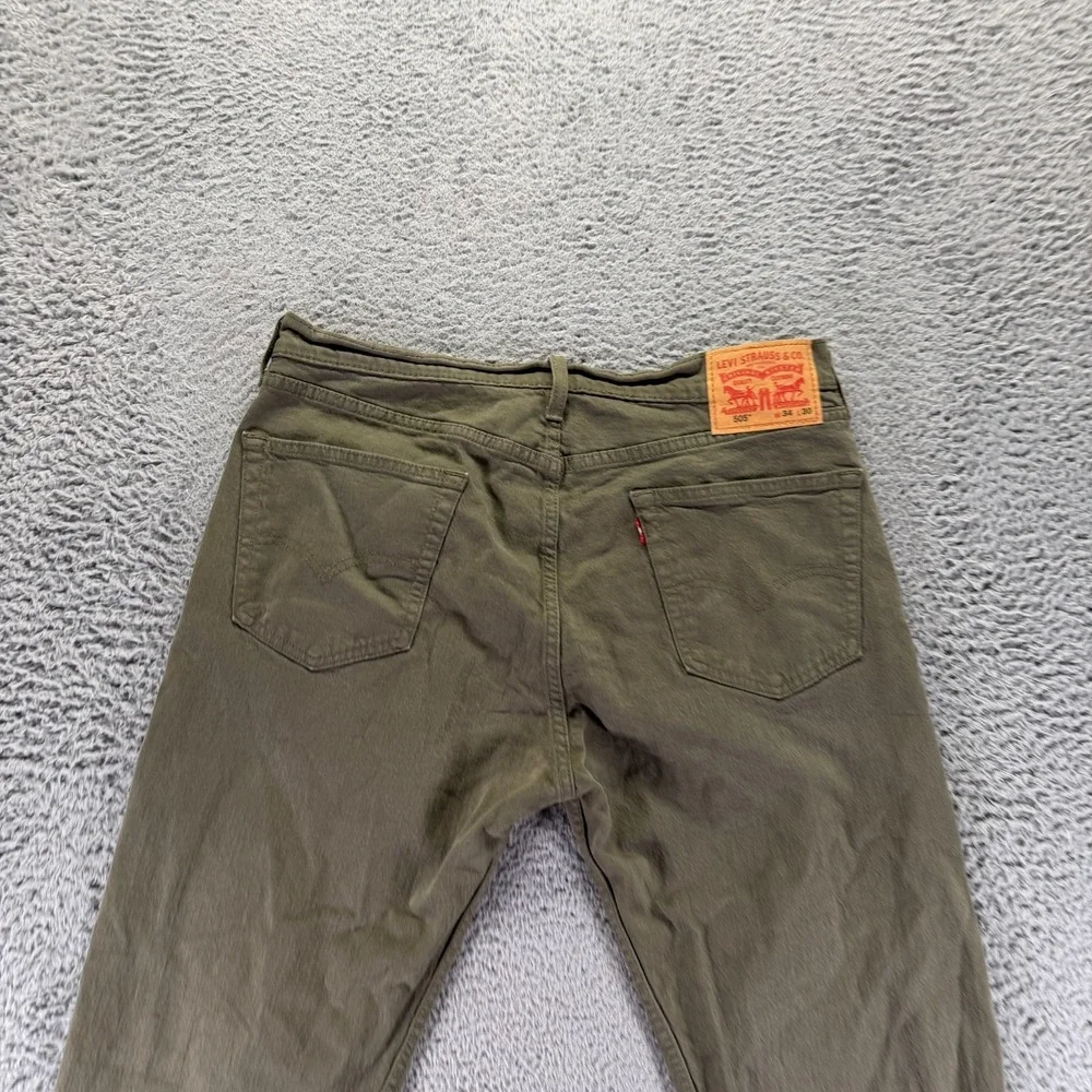 Levi's 505 Jeans Mens 34x30 Green Cotton Denim Straight Workwear Travel Stretch
